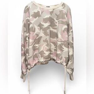 GAP Vintage Soft Side-Tie Crewneck Gray Pink Camo Sweatshirt size XXL